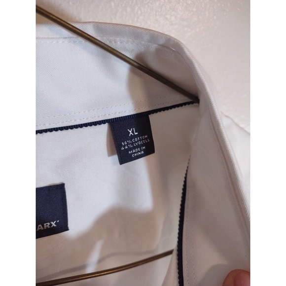 Hart Shaffner Marx Men's XL Shirt White Short Sleeve Button Feather Pattern NWT - Picture 8 of 12